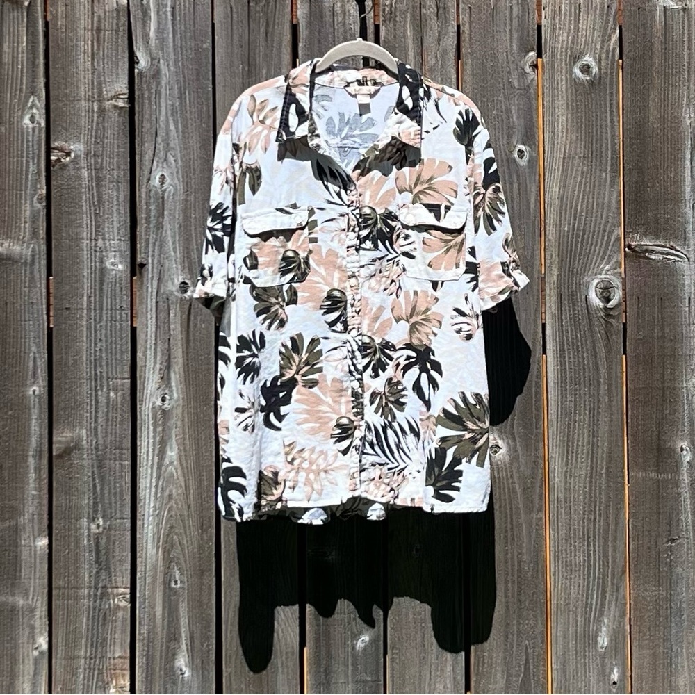 White Stag floral linen blend top size XXL